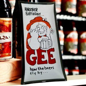 1960 Ashtray Collectible Miniature Tobacciana Another Birthday Smoked Glass